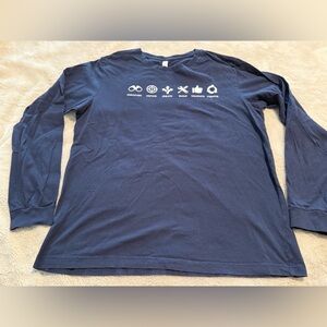 Navy Blue Long Sleeve Shirt with Icons. Size Large.